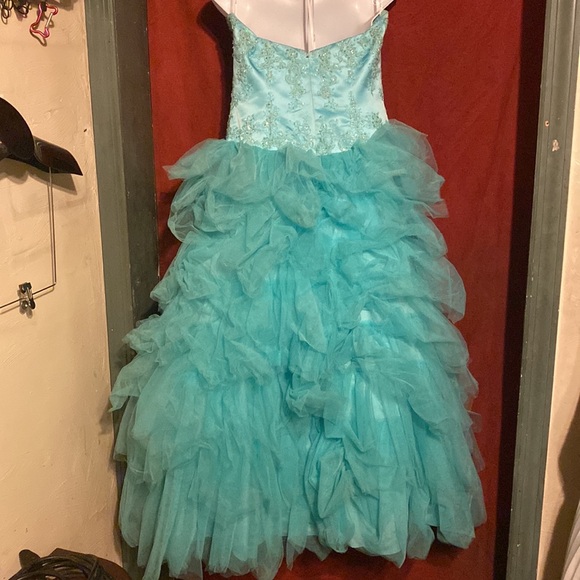 Prom Formal Gown Dress Aquamarine Blue Pinky & Me size 12P - Picture 5 of 9